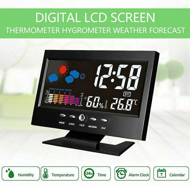 Digitális LED hőmérséklet páratartalom monitor Időjárás előrejelzés LED ébresztőóra