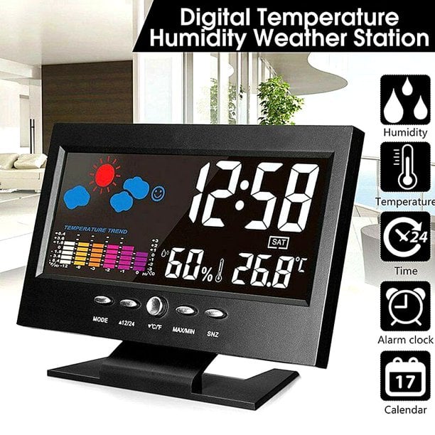 Digitális LED hőmérséklet páratartalom monitor Időjárás előrejelzés LED ébresztőóra