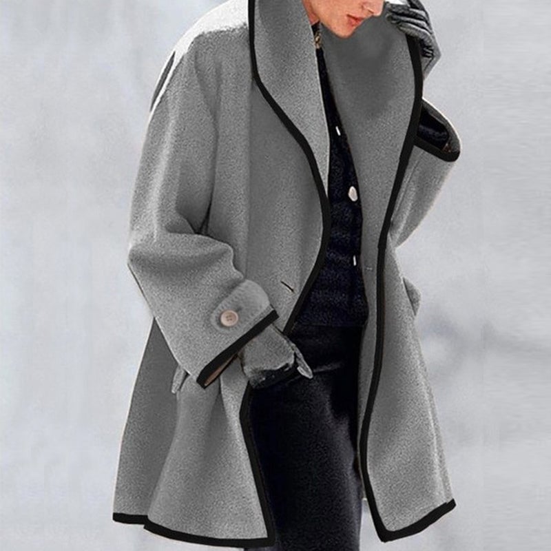 Colorblock gyapjú kabát kapucnival
